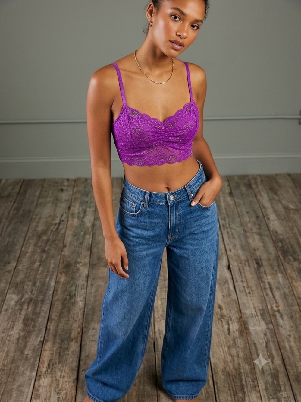 PINK Victoria's Secret Purple Lace Bralette Size Medium